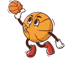 Basketball playing slam dunk basketball cartoon mascot illustration character vector clip art hand drawn