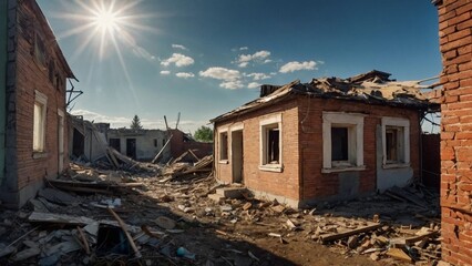 A Ukrainian city was bombed by Russia. Consequences of the military invasion of the Russian army.