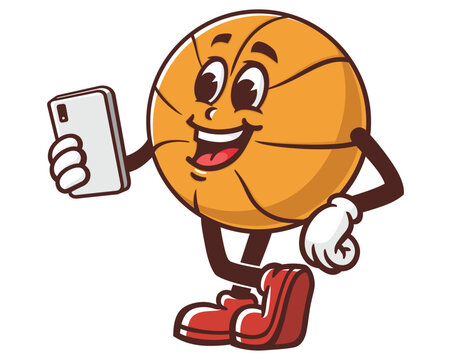 recommend clip art: Basketball holding gadget cartoon mascot illustration character vector clip art hand drawn