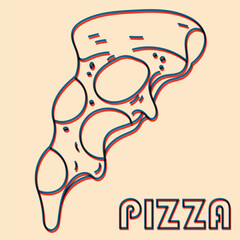 Pizza.  Vector illustration with risograph print effect. Design element for advertising, posters, prints for clothing, banners, covers, websites, social networks, logo, menu