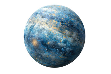 Majestic Enchantment: A Large Blue Ball With Gold Speckles. White or PNG Transparent Background.