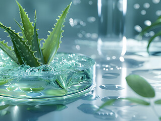 Aloe vera gel has been researched and tested in labs to be included in skin care products on the market. - obrazy, fototapety, plakaty