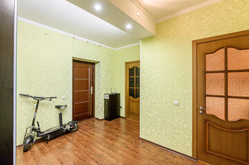 standard room interior apartment. room doors, renovation corridor lobby entrance hall