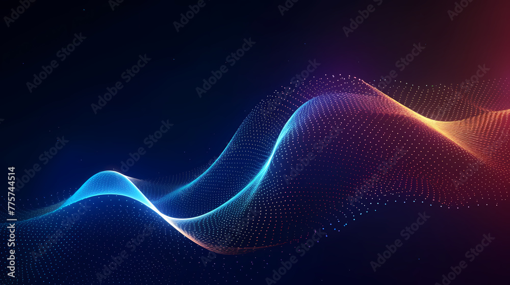 Sticker abstract wavy particles background