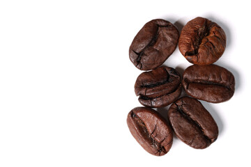 Coffee beans on white background