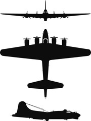 B-17 Flying Fortress aircraft clip art icon isolated - obrazy, fototapety, plakaty