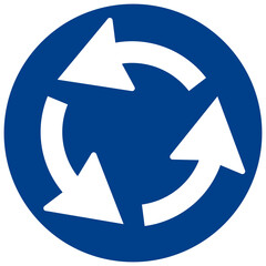 Roundabout blue road sign clip art icon isolated