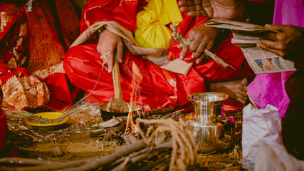 Wedding at the indian ceremony, Indian traditional wedding, Mithila wedding.