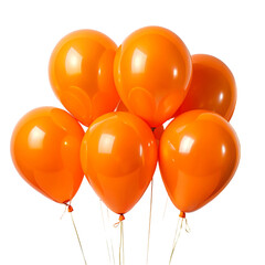 Orange balloons isolated on transparent background.