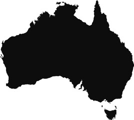 Australia black silhouette isolated map