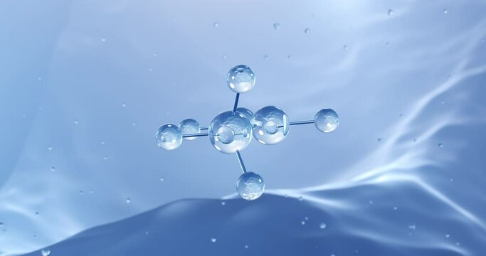 Polypropylene rotating molecular structure, 3d model of molecule, thermoplastic polymer, looped video