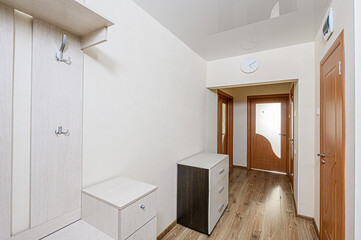 standard room interior apartment. room doors, renovation corridor lobby entrance hall