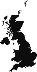 United Kingdom Great Britain black silhouette isolated map