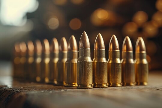 A variety of bullet shells in different sizes, showcasing the precision and craftsmanship of military ammunition production