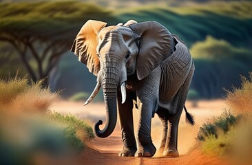 Elephant in natural habitat close-up