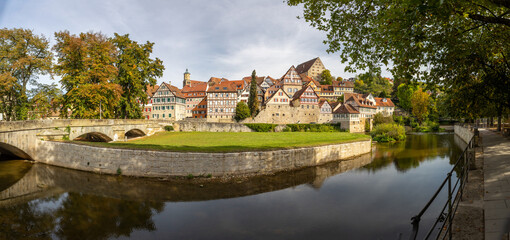 Naklejka na ściany i meble Schwäbisch Hall panoramic view of historic scenic tourist destination landmark medieval town in germany