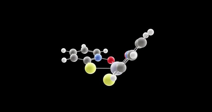 Zinc pyrithione molecule, rotating 3D model of pyrithione zinc, looped video on a black background