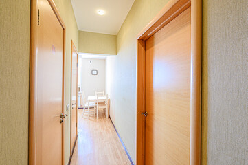 standard room interior apartment. room doors, renovation corridor lobby entrance hall