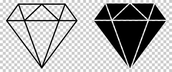 Diamond icons set. Gemstone symbols. Vector illustration isolated on transparent background