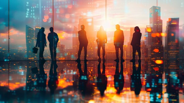 Business Partnership Agreement Concept | Silhouette of Business Team Standing Together