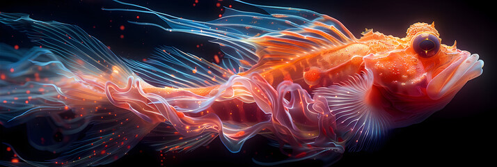 anglerfish or frogfish deep sea monster neon glow,
Salmon Fish HD 8K wallpaper Stock Photographic Image
