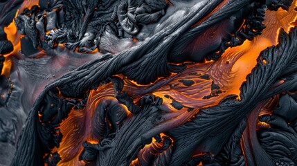 Molten Lava Texture Creates Dynamic Pattern. Power of Nature