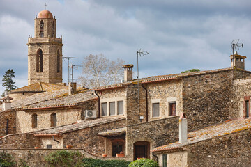 Picturesque medieval stone village of Corsa. Costa Brava. Catalonia, Spain