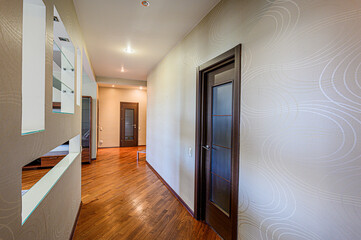 standard room interior apartment. room doors, renovation corridor lobby entrance hall