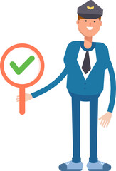 Postman Character Showing Check Mark
