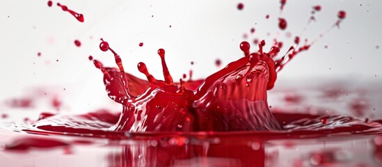Red liquid splashing on surface
