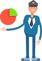 Postman Character Holding Pie Chart
