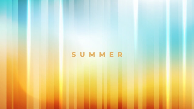 Summer background. Vibrant blurred color gradient banner with vertical dynamic lines for Summertime season creative graphic design. Vector illustration.