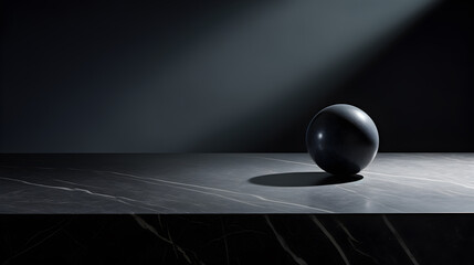 empty black marble tabletop with dark black stone background for product displayed in rustic mood...