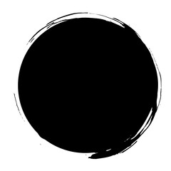 Fototapeta na wymiar Black circle brush stroke. For stamp, seal, ink and paintbrush design template. Round grunge hand drawn circle shape
