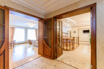 standard room interior apartment. room doors, renovation corridor lobby entrance hall