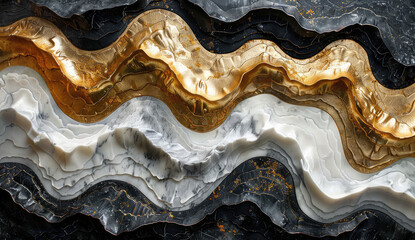 Wavy wave marble wall panel with different color, grey and black. Created with Ai