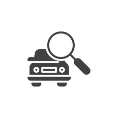 Car and magnifying glass vector icon
