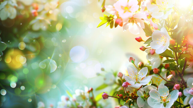 spring flowers frame background