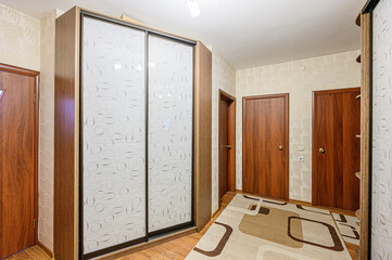 standard room interior apartment. room doors, renovation corridor lobby entrance hall