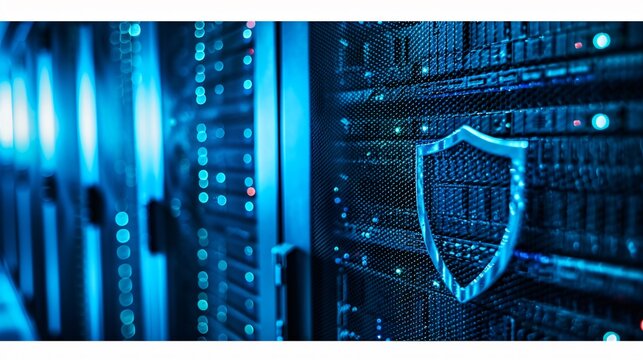 Data Center Rack with Protective Security Shield