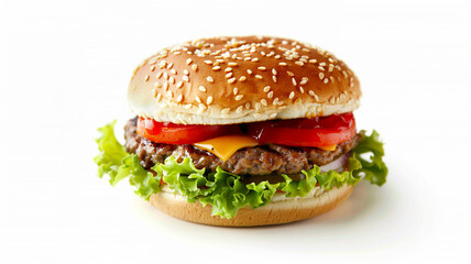 Classic hamburger isolated on white background