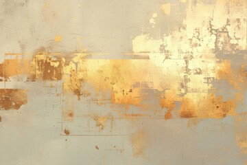 Abstract modern painting with gold and silver texture