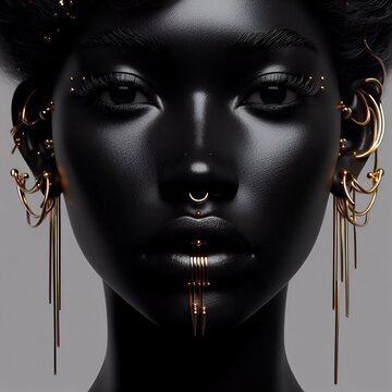 gold 피어싱 흑인 여자 얼굴