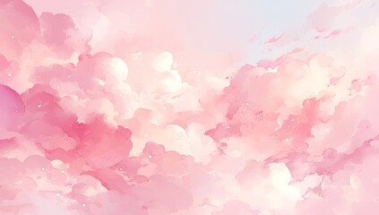 Abstract pink watercolor background with soft pastel colors, delicate brush strokes and soft cloud shapes 