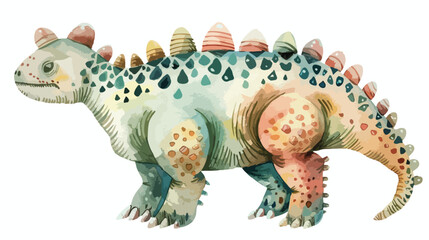 Ankylosaurus on white. Hand-drawn watercolor dinosaur - obrazy, fototapety, plakaty