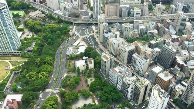 TOKYO, JAPAN - MAY 2016: City major roads from a city tower