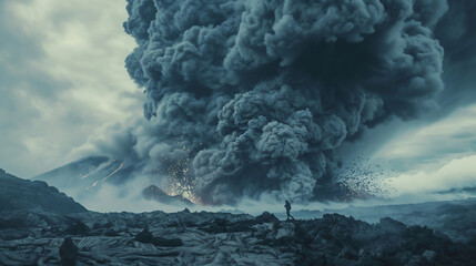 Lava going down the Volcano right after an eruption. - obrazy, fototapety, plakaty