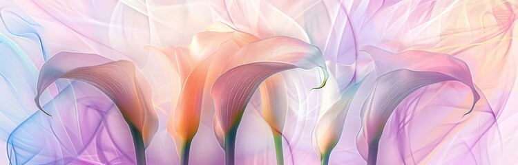 x -ray beautiful calla lilies pattern, wallpaper background, soft color spring palette - 775768931