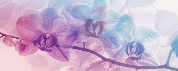 lilac orchids pattern silhouette, wallpaper banner soft colors background - 775769115