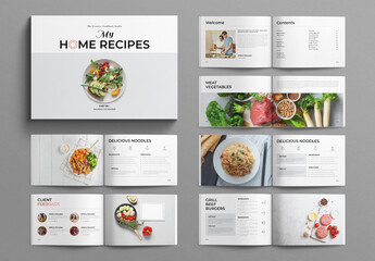 Cookbook Layout Recipe Book Template Landscape - obrazy, fototapety, plakaty